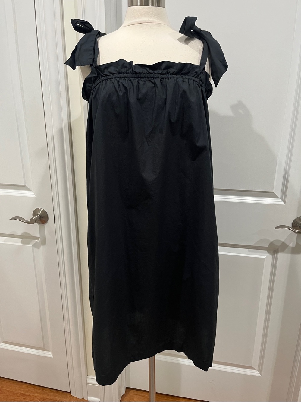 J. Crew Tie Shoulder Poplin Dress w/Pockets Black Size XXL